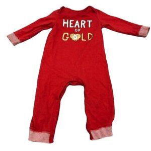 Cat & jack red white 1 piece babies pajamas snap bottom snaps READ